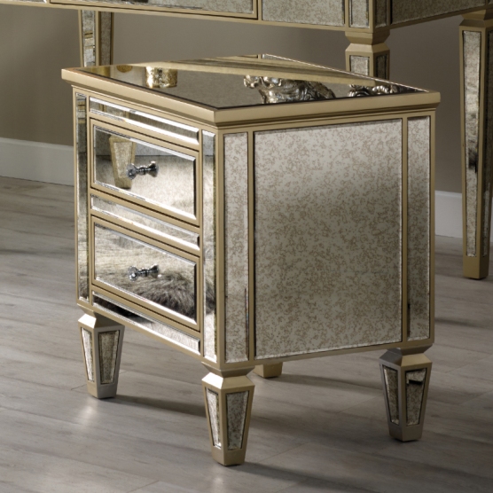 Alexandra Mirror Range - Two Drawer Bedside Table Melody Maison